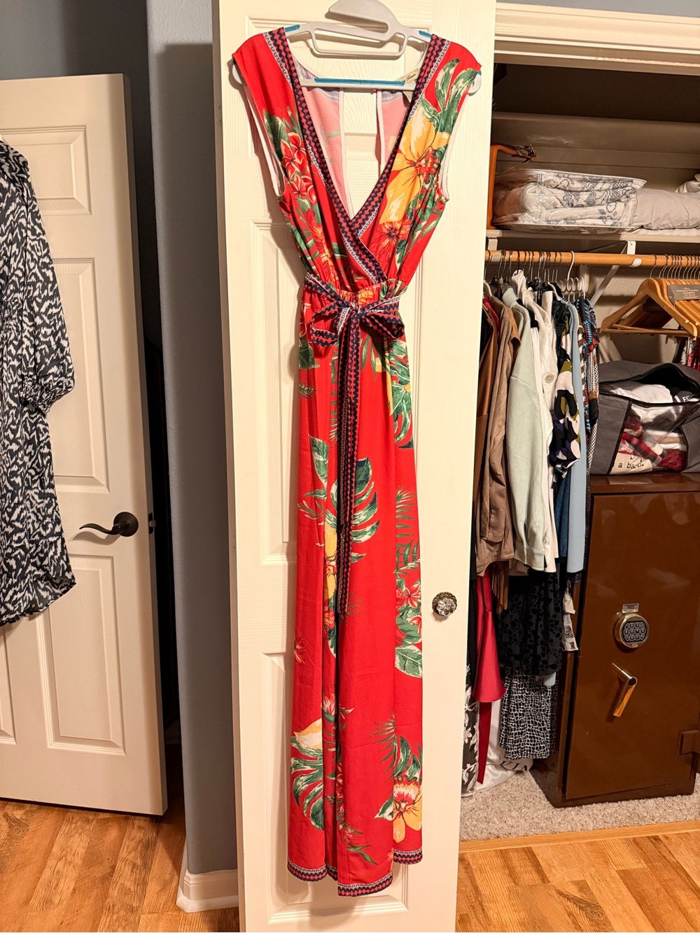 Flying Tomato Red Tropical Fruit-Print Maxi Dress